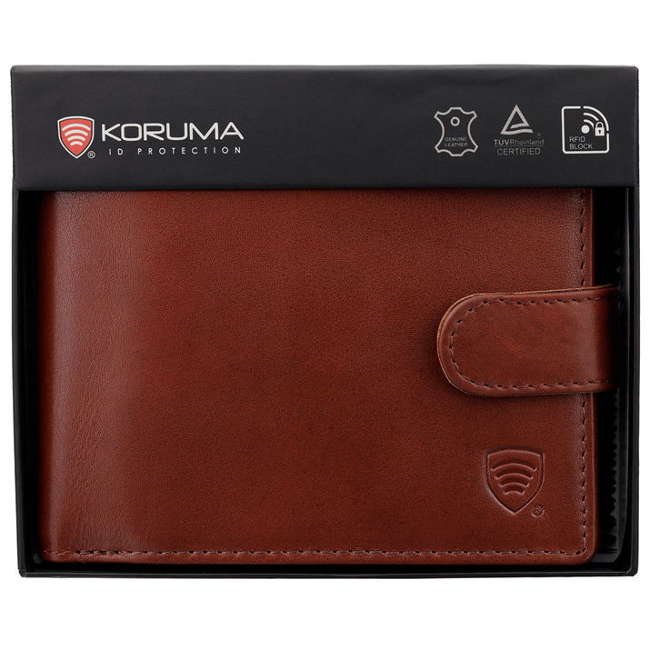 Portofel Bărbătesc din Piele Naturală cu Protecție Antifurt RFID (cognac)