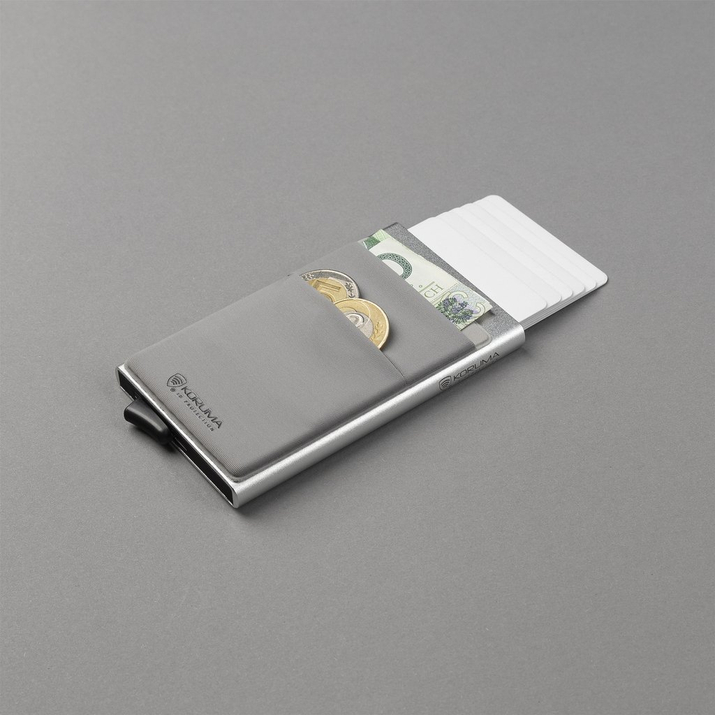 Portofel metalic cu glisiere pentru carduri și protecție pentru carduri de proximitate (argintiu)