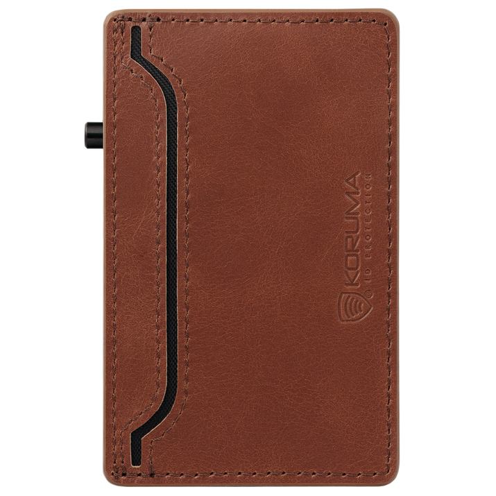 Portofel din piele pentru bărbați cu husă din aluminiu (negru)