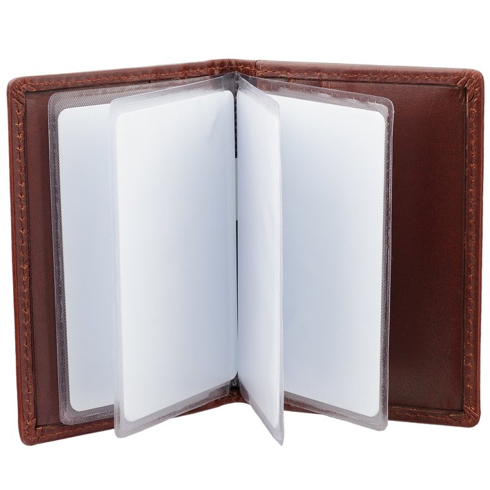 Portofel mic din piele antifurt pentru carduri de proximitate cu album extensibil (maro)
