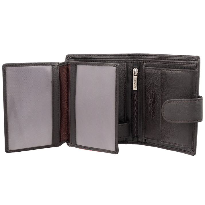 Portofel Bărbați Piele Naturală pentru Carduri și Monede cu Protecție RFID BLOCK (Maro Întunecat)