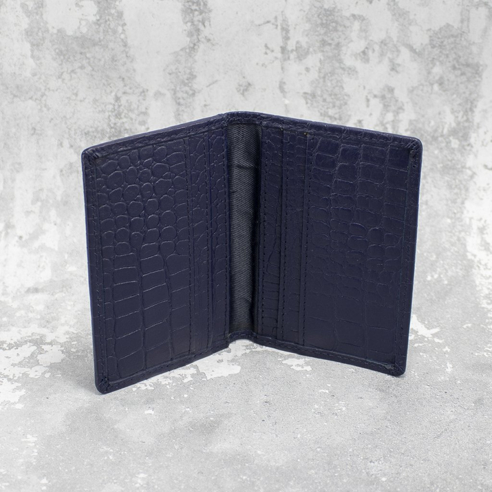 Portofel mic din piele pentru carduri de credit RFID (albastru marin, Croco)