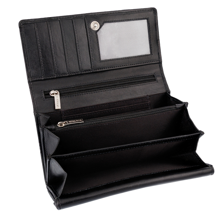 Portofel din piele pentru femei cu protecție RFID (negru)