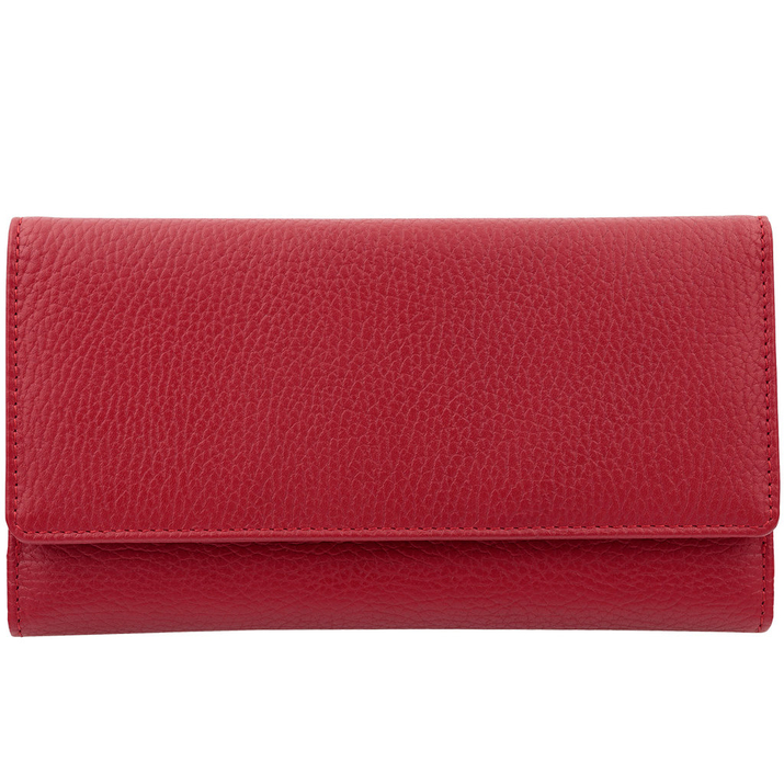 Portofel pentru femei din piele pentru carduri cu protecție RFID și spațiu pentru un smartphone (roșu)