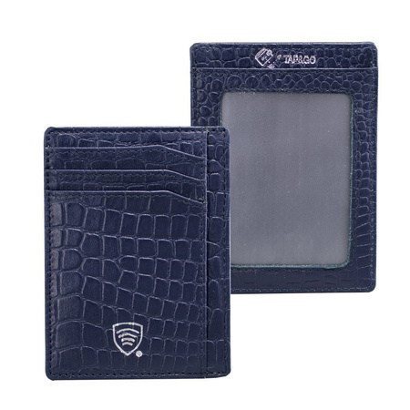 Card de proximitate RFID din piele (albastru marin, Croco)