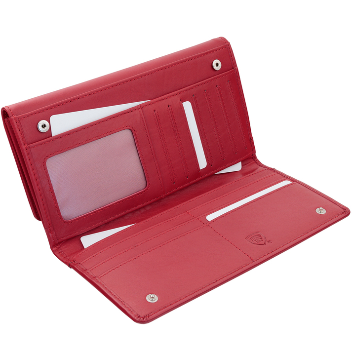 Portofel din piele pentru femei cu suport pentru telefon, protecție RFID (roșu)