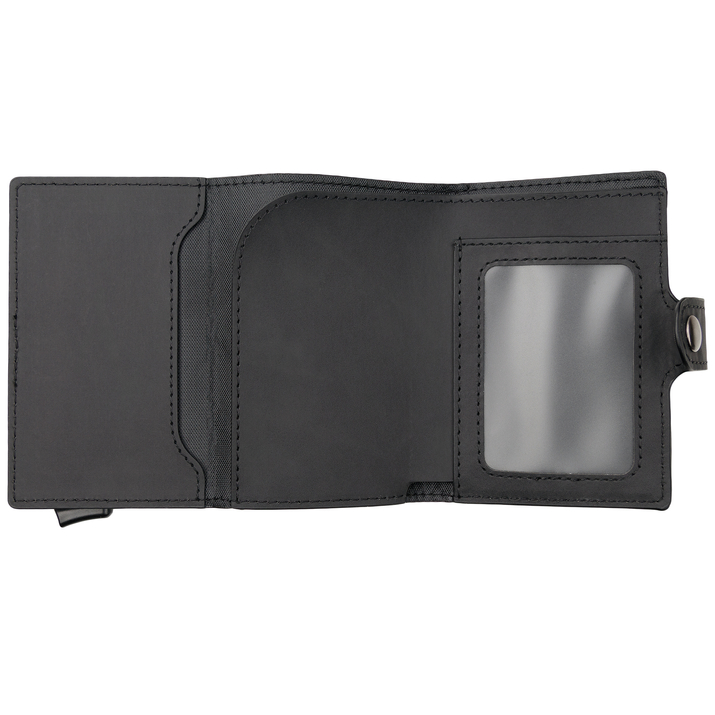 Portofel din piele pentru bărbați cu husă din aluminiu (negru)