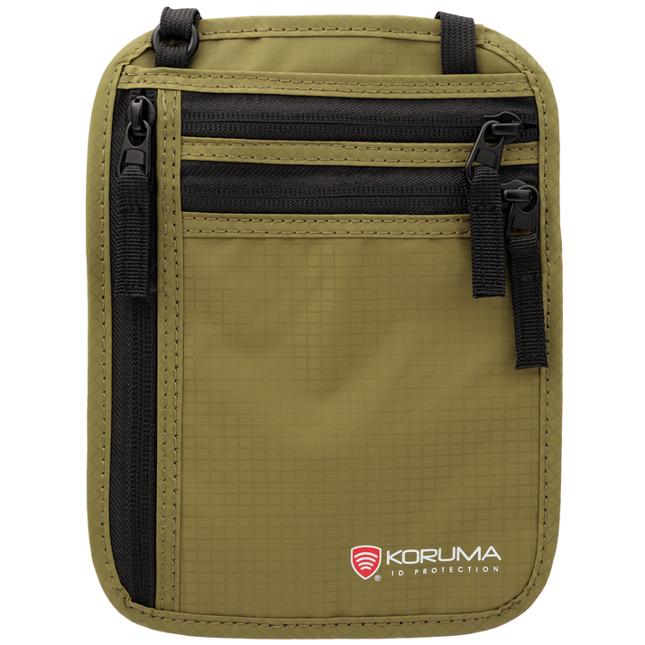 Pungă de Gât Discretă Antifurt cu Protecție RFID, din Nylon (Verde)