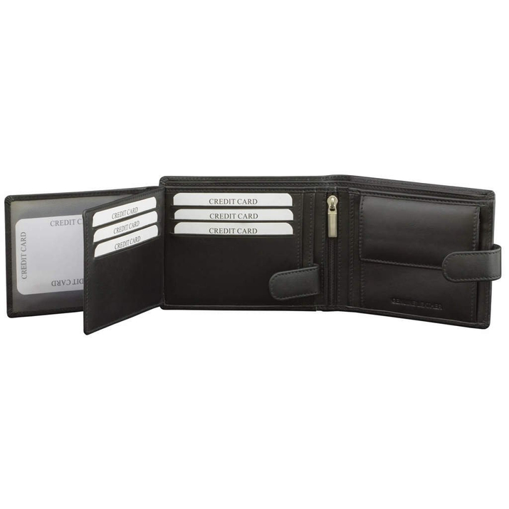 Portofel Bărbătesc din Piele Naturală cu Protecție RFID pentru Carduri Contactless și Monede (Negru)