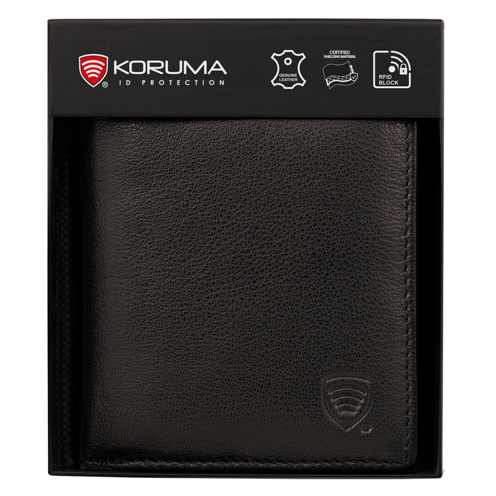 Portofel mic din piele pentru tineri cu protecție RFID (negru)