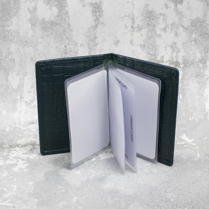 Portofel mic din piele pentru carduri de credit RFID (Verde, Croco)