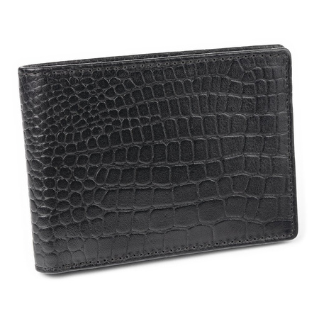 Portofel de piele pentru bărbați SLIM super slim (Negru, Croco)