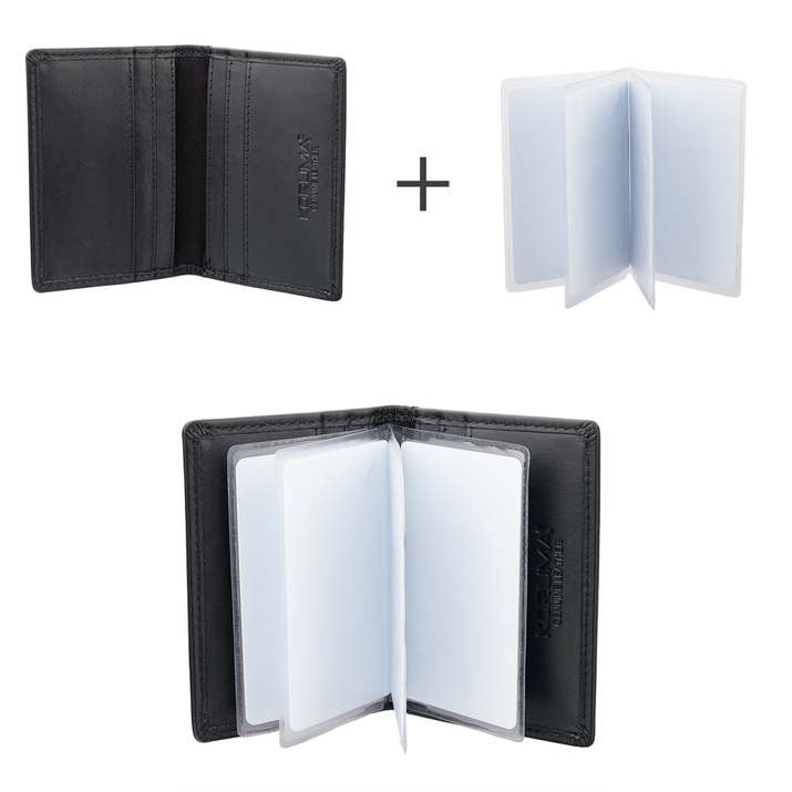 Portofel compact mic pentru carduri cu album suplimentar (negru)