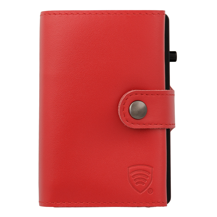 Portofel din piele pentru bărbați cu husă din aluminiu (negru)