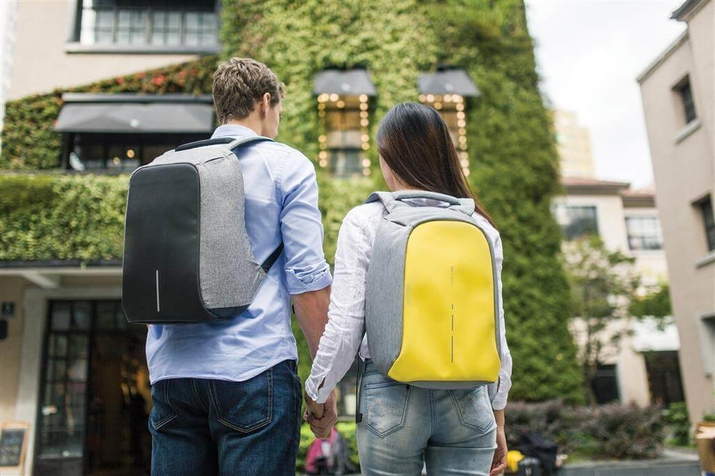 Rucsac anti-furt pentru laptop și tabletă Bobby Compact (gri-galben)