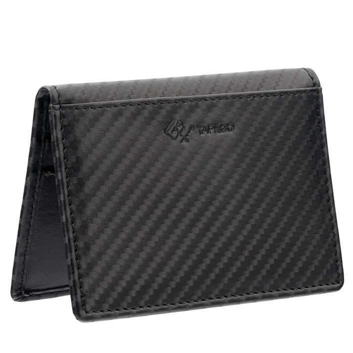 Portofel mic și compact pentru carduri de credit cu album suplimentar (negru, carbon)