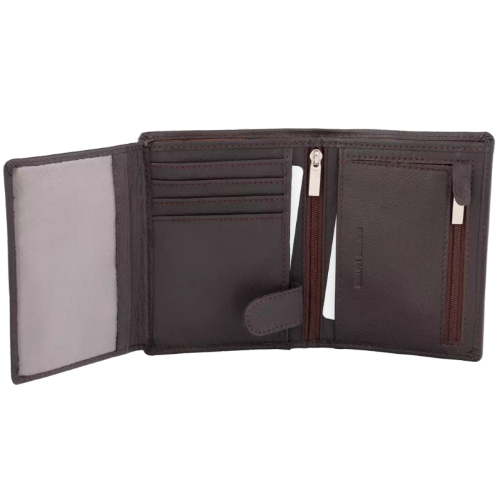 Portofel bărbătesc din piele cu protecție pentru carduri de proximitate RFID BLOCK (maro)