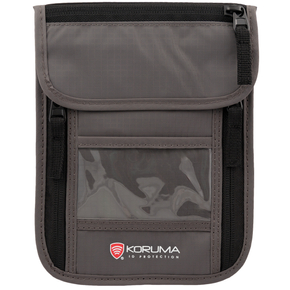 Portofel Antifurt pentru Gât cu Protecție RFID STOP™ - Ideal pentru Documente și Carduri (Gri Închis)