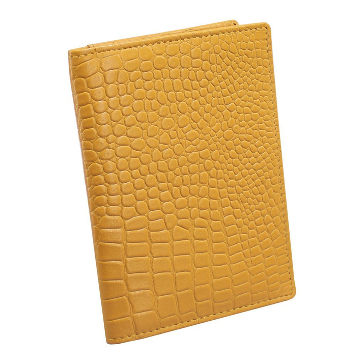 Portofel subțire din piele RFID pentru jachetă ID (Galben, Croco)