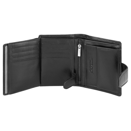 Portofel din piele pentru bărbați pentru carduri și monede cu protecție RFID BLOCK (negru, carbon)