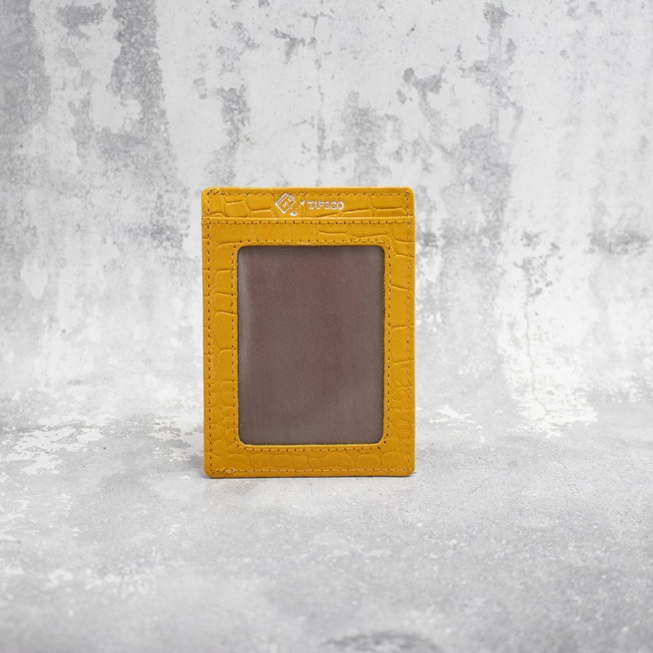 Card de proximitate RFID din piele (Galben, Croco)