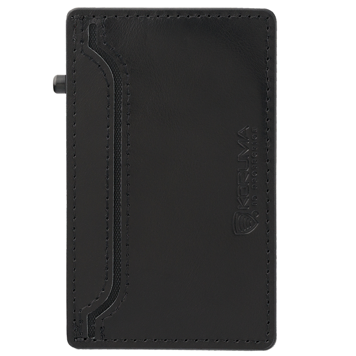 Portofel din piele pentru bărbați cu husă din aluminiu (negru)