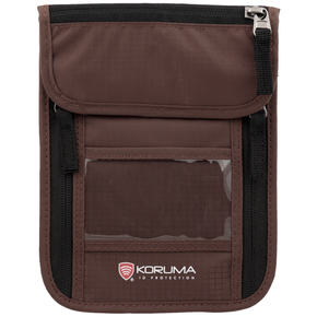 Portofel Anti-Furt pentru Gât cu Protecție RFID STOP™ - Siguranță Maximă pentru Documente și Carduri (Maro)