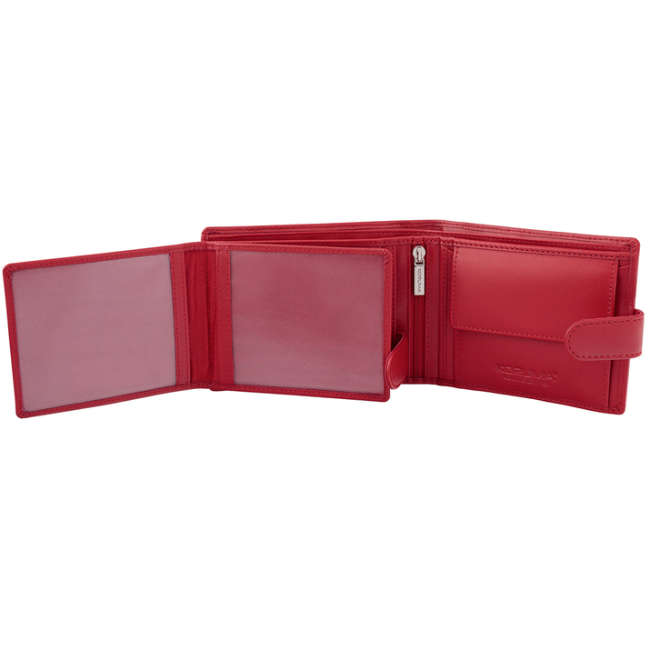 Portofel Dama Piele Naturală cu Protecție Antifurt RFID (Roșu)