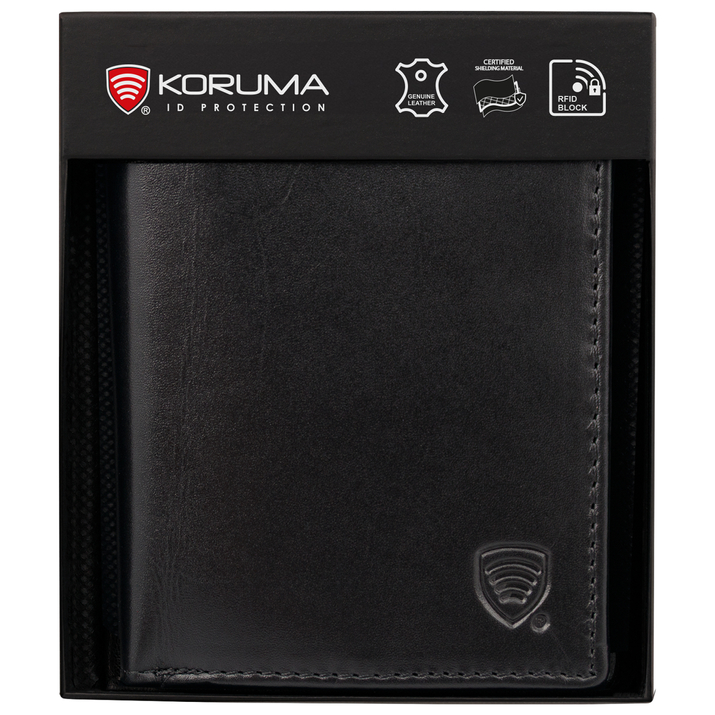 Portofel mic din piele pentru tineri cu protecție RFID (negru)
