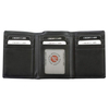 Portofel trifold din piele pentru protejarea cardurilor de proximitate (Negru)