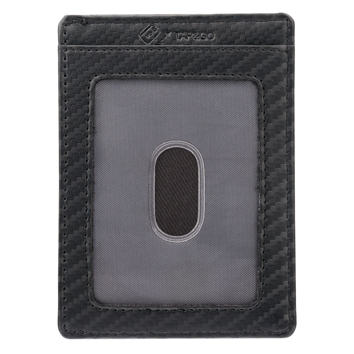 Husă subțire din piele pentru carduri de proximitate RFID (negru, carbon)