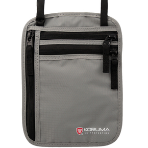 Pungă de Gât Discretă Antifurt cu Protecție RFID pentru Călătorii (Gri Deschis)