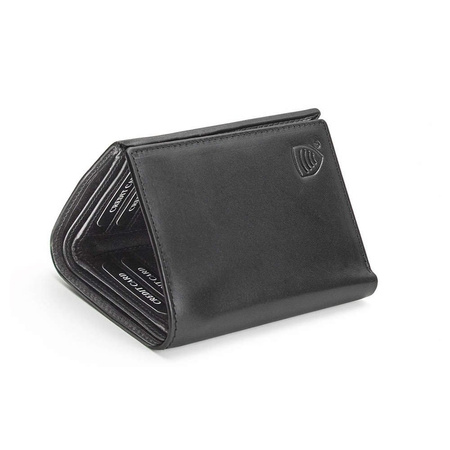 Portofel trifold din piele pentru protejarea cardurilor de proximitate (Negru)