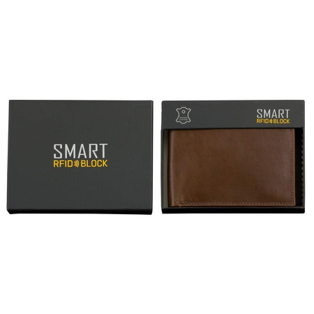 Portofel de carduri SMART RFID BLOCK (maro lucios)