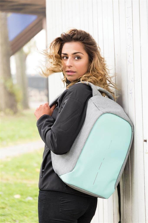 Rucsac anti-furt pentru laptop și tabletă Bobby Compact (Gri-Mint)