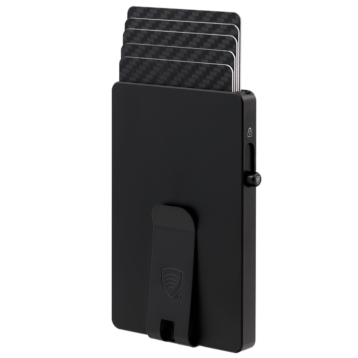 Portofel de carduri din aluminiu cu clip pentru bancnote (negru)