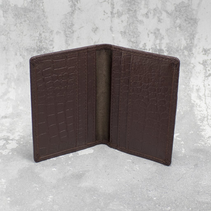 Portofel mic din piele pentru carduri de credit RFID (maro, Croco)