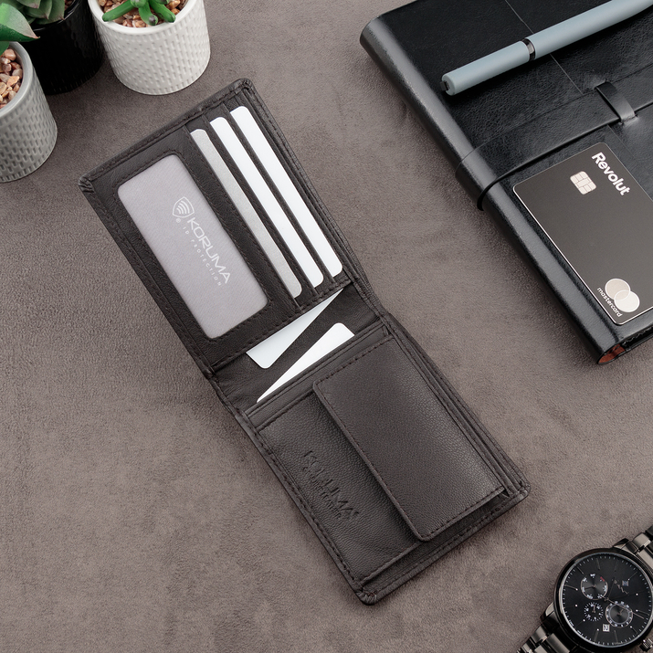 Portofel antifurt pentru tineri cu protecție RFID (maro închis)