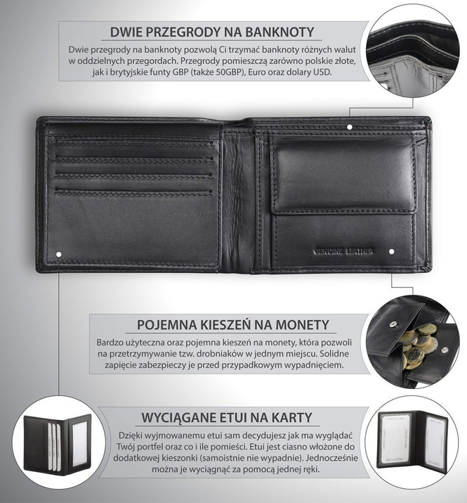 Portofel 3 în 1 antifurt pentru tineri cu protecție RFID BLOCK (negru)