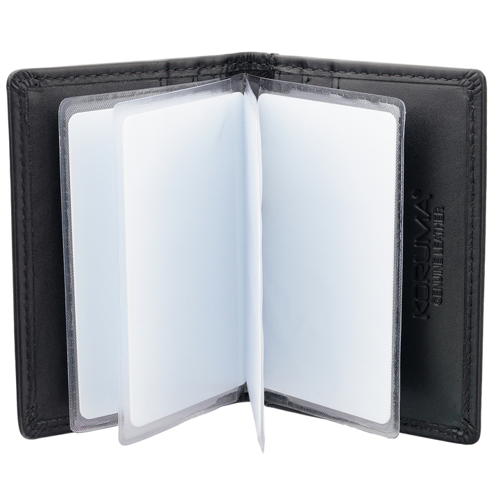 Portofel compact mic pentru carduri cu album suplimentar (negru)