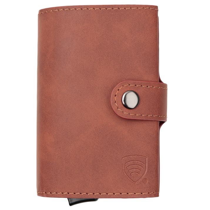 Portofel din piele pentru bărbați cu husă din aluminiu (negru)