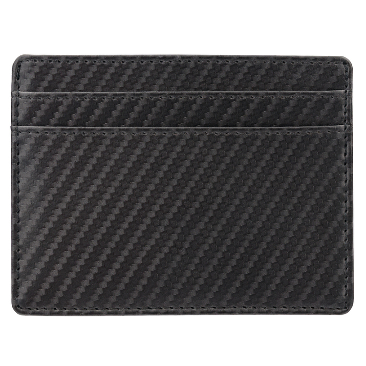 Husă din piele cu blocarea cardurilor de proximitate RFID (negru, carbon)