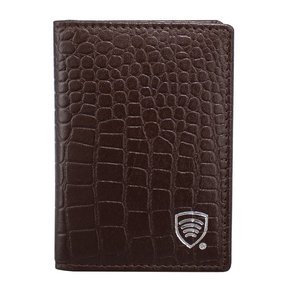 Portofel mic din piele pentru carduri de credit RFID (maro, Croco)