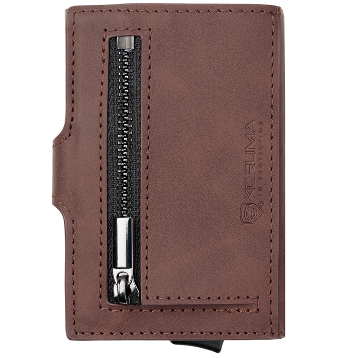 Portofel din piele pentru bărbați cu husă din aluminiu (negru)