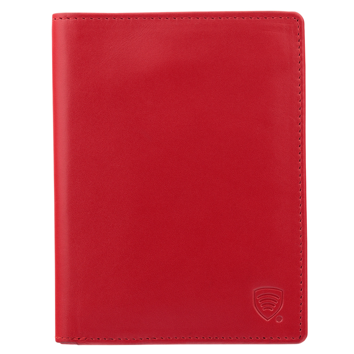 Portofel de călătorie din piele pentru carduri și documente contactless (roșu)