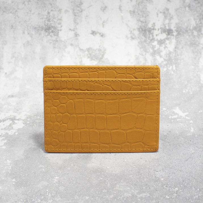 Husă antifurt din piele pentru carduri de proximitate RFID (Yellow, Croco)