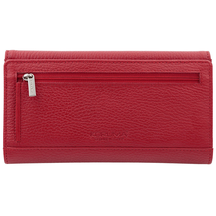 Portofel pentru femei din piele pentru carduri cu protecție RFID și spațiu pentru un smartphone (roșu)