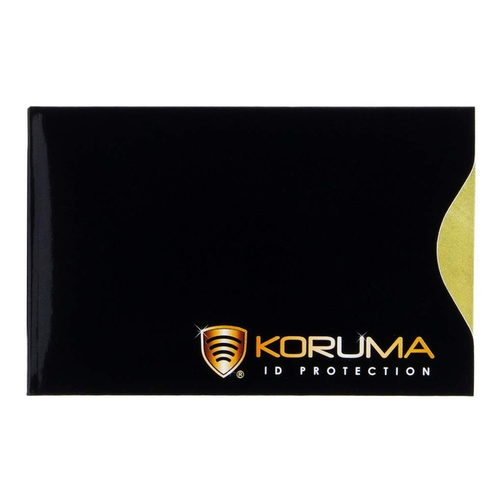Suport pentru carduri de proximitate - Koruma (vertical, negru, logo auriu) set de 10 bucăți.