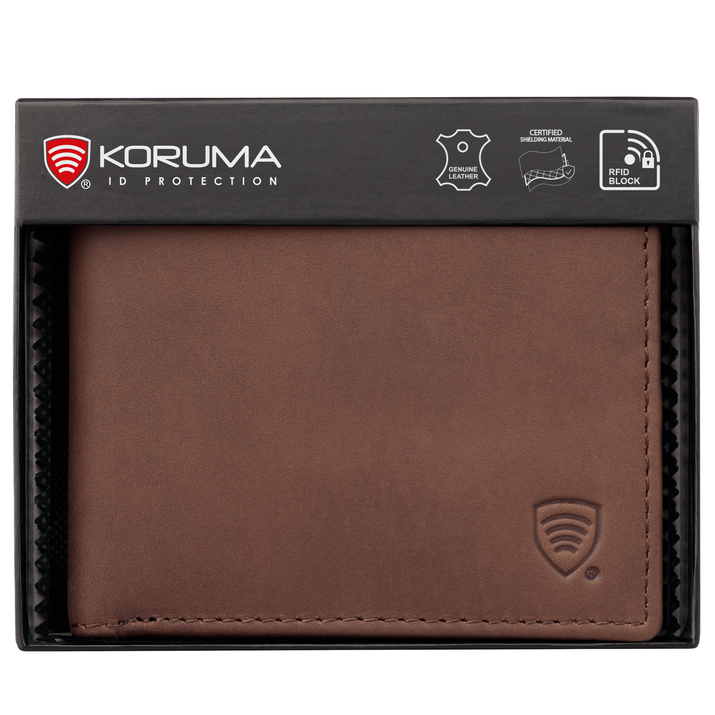 Portofel antifurt pentru tineri cu protecție RFID (maro)