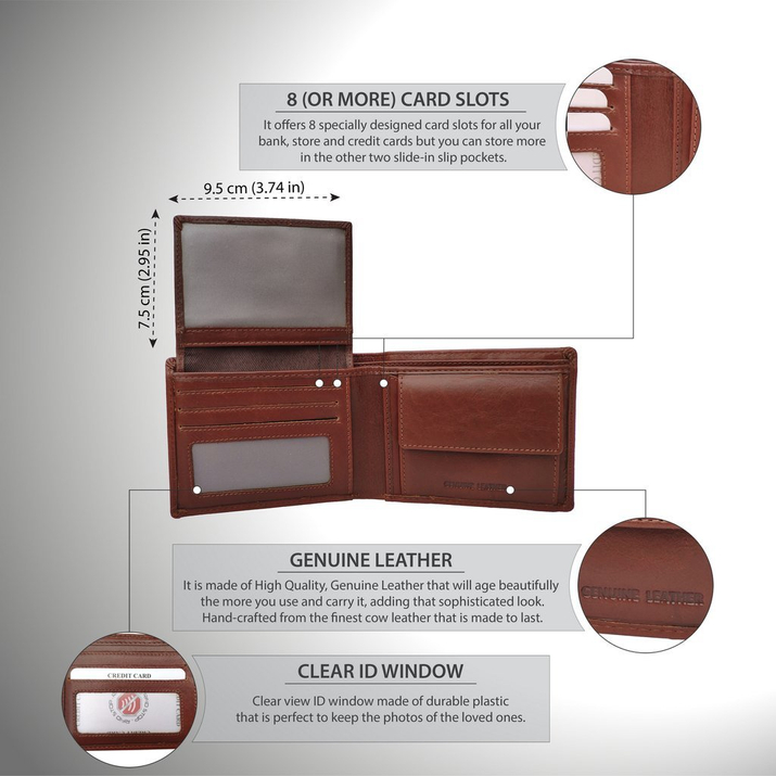 Portofel RFID pentru tineri pentru carduri de proximitate 3in1 (maro)